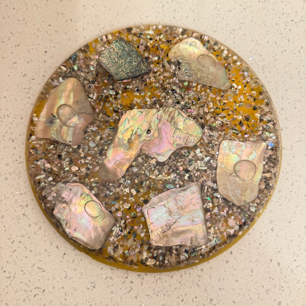 Handcrafted Yellow Abalone Shell Decorative Coaster